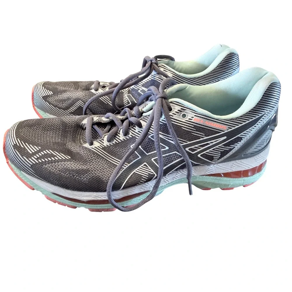 Asics‎ Gel-Nimbus 19 Gray Mint Running Shoes Womens 10 T750N Sneakers